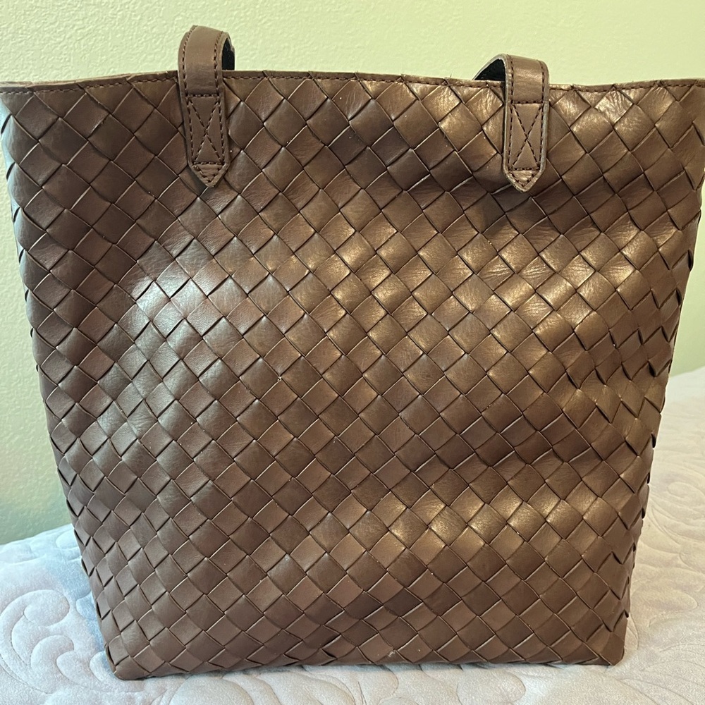 NWT Madewell Transport Leather Woven Tote Bag in Brown